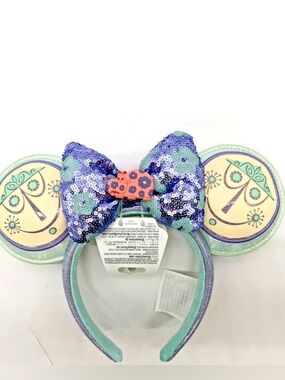 Disney Parks Its a Small World Minnie Ears Headband Sequin Bow NWT